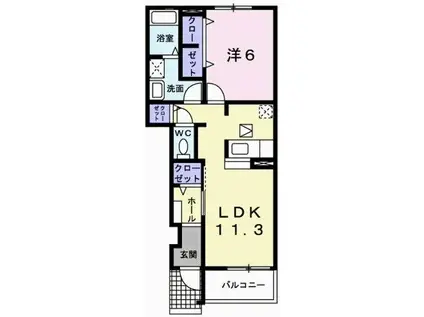 プラシードII(1LDK/1階)の間取り写真