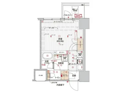 プレシャスハーモニー八王子(1K/8階)の間取り写真