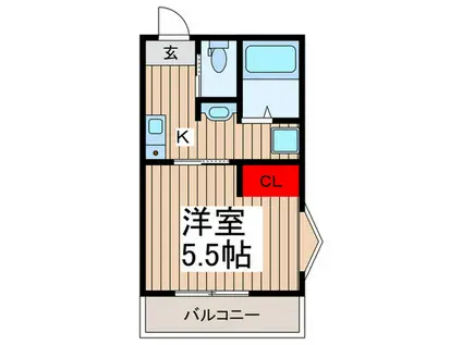 MELDIA新座II(1K/1階)の間取り写真