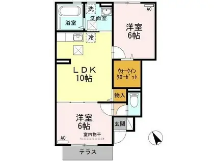 カントリーヒルズ東岐波(2LDK/1階)の間取り写真
