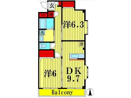 ガーデンハマ 567(2DK/2階)の間取り写真