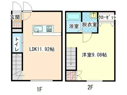 美瑛町扇町B-3(1LDK/1階)の間取り写真