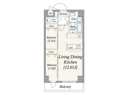 GRAN PASEO 谷在家(2LDK/4階)の間取り写真