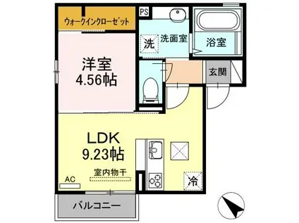 グラース(1LDK/1階)の間取り写真