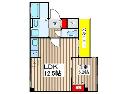 ポーラスタービル6THステージ(1LDK/2階)の間取り写真