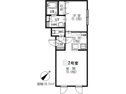 グランメール 本通11(1LDK/1階)の間取り写真