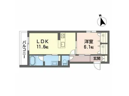 ABELIA(1LDK/2階)の間取り写真