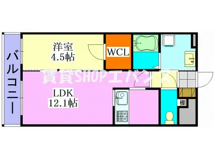 プレアデス津田沼(1LDK/3階)の間取り写真