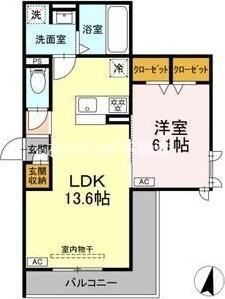 D-HILLS子安III(1LDK/3階)の間取り写真