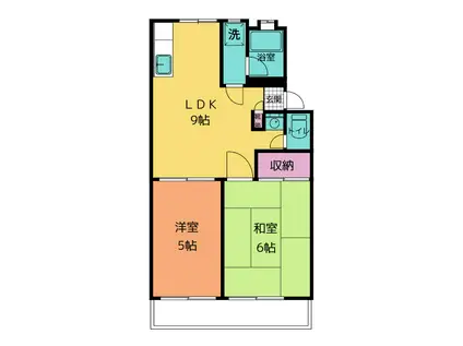 アップルハイツ(2LDK/2階)の間取り写真