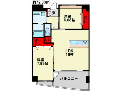 KSK青葉コアプレイス(2LDK/4階)の間取り写真