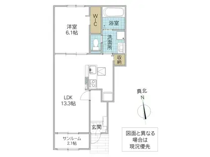 スカイ ハイ B(1LDK/1階)の間取り写真