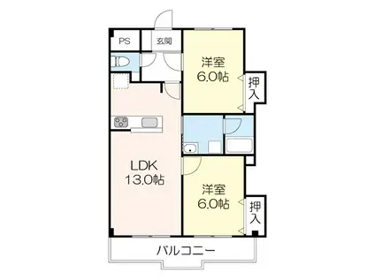 ラフィーヌ・ファインビュー(2LDK/6階)の間取り写真