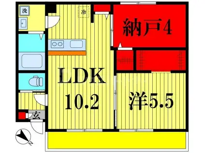 KEIAI RESIDENCE 北小金III(1SLDK/1階)の間取り写真