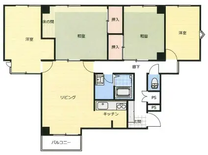 草津東コープマンション(4LDK/3階)の間取り写真