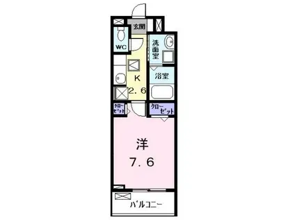 エクセルシオールII(1K/1階)の間取り写真
