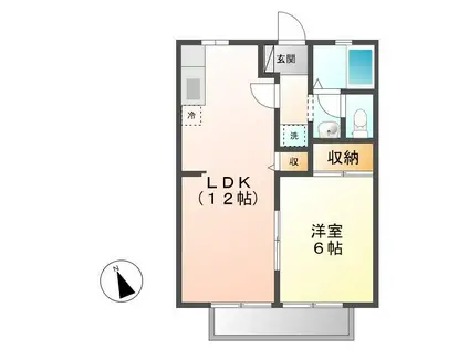 ビーライン新涯A B(1LDK/1階)の間取り写真