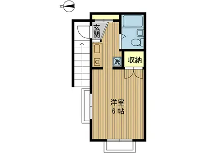 西武池袋線 保谷駅 徒歩6分 2階建 築33年(ワンルーム/2階)の間取り写真