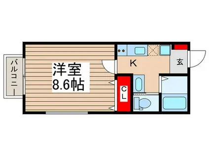 朋久レジデンス上福岡(1K/2階)の間取り写真