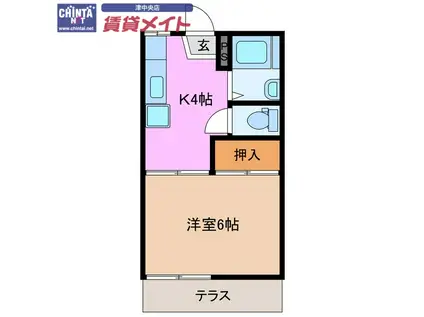 リソーハイツ(1K/1階)の間取り写真