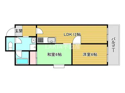 ロイヤルハイツ土佐堀(2LDK/4階)の間取り写真