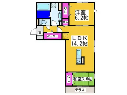 リエストII(2LDK/1階)の間取り写真