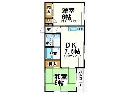 エクセル恒洋(2DK/3階)の間取り写真