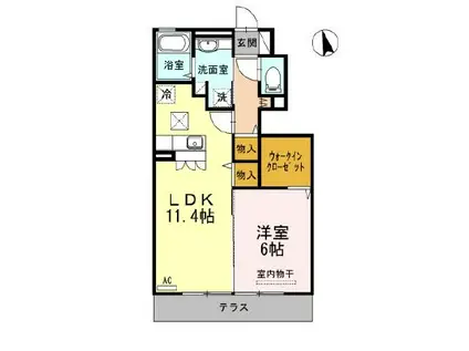 グレイスコート(1LDK/1階)の間取り写真