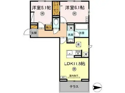 ディア ライフ(2LDK/1階)の間取り写真