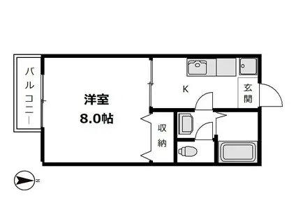 アドミラブールコートB棟(1K/1階)の間取り写真