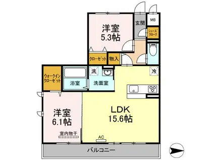 ル・サンテイーユ(2LDK/2階)の間取り写真
