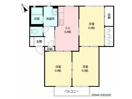 サクラージュ  E棟(3DK/2階)の間取り写真