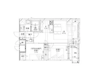 フロンティアレジデンス板橋(2LDK/13階)の間取り写真