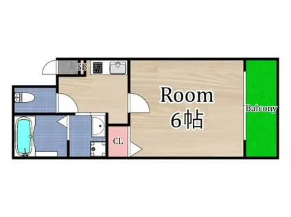 ハイグレード中宮Ⅰ(1K/3階)の間取り写真