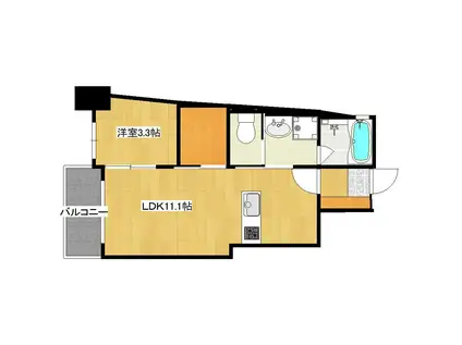 インサイドガーデン(1LDK/8階)の間取り写真