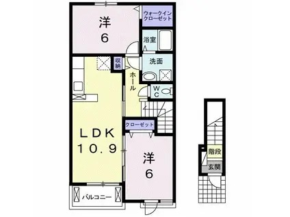 バウム ヴィラージュ(2LDK/2階)の間取り写真