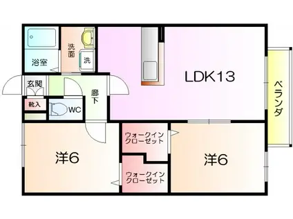 カーサビアンカ羽衣(2LDK/2階)の間取り写真