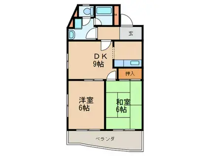 パルティーレⅡ(2DK/2階)の間取り写真