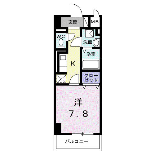 サンライズ 江平中町(1K/3階)の間取り写真
