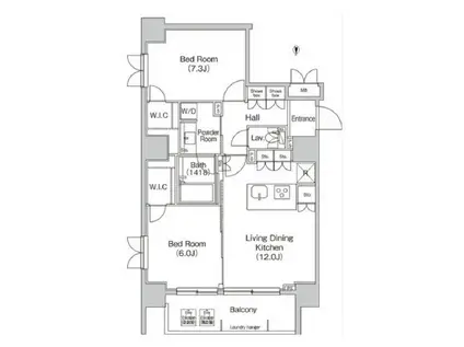 コンフォリア麻布イースト(2LDK/7階)の間取り写真