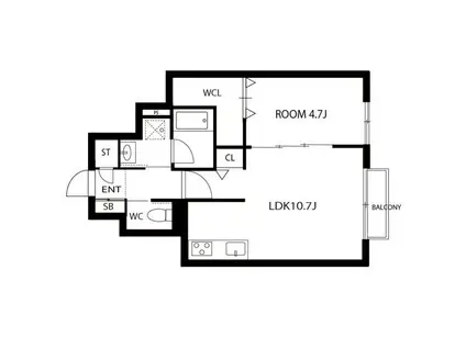 グランフォルト福岡西新(1LDK/1階)の間取り写真