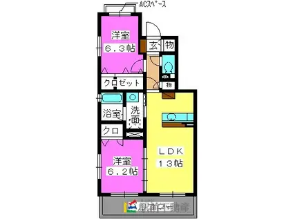 ソレーユA棟(2LDK/3階)の間取り写真