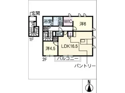 ラ・フォーレ涼戸(2LDK/2階)の間取り写真