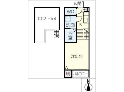 エムズコート妙音通 (ワンルーム/2階)の間取り写真