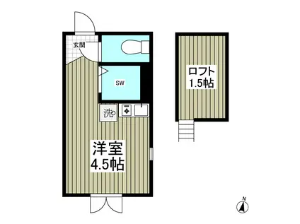 アーバンプレイス沼袋B棟(ワンルーム/2階)の間取り写真