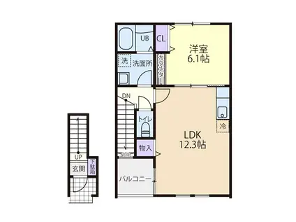 LA FRAISE 大津(1LDK/2階)の間取り写真