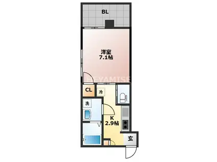 SGB浜町(1K/13階)の間取り写真