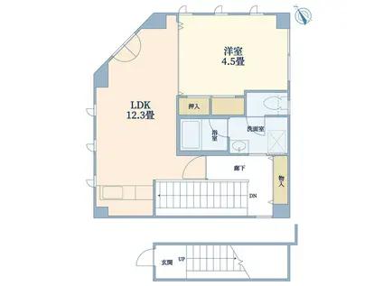 Mビル(1LDK/2階)の間取り写真