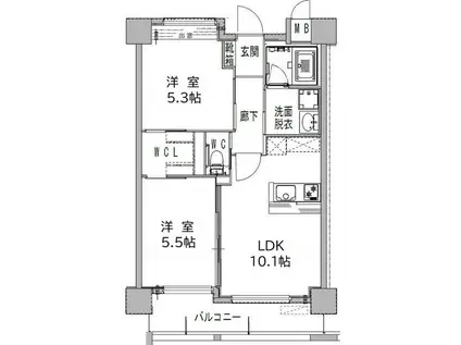 ヒルクレスト菊陽グランデ(2LDK/8階)の間取り写真