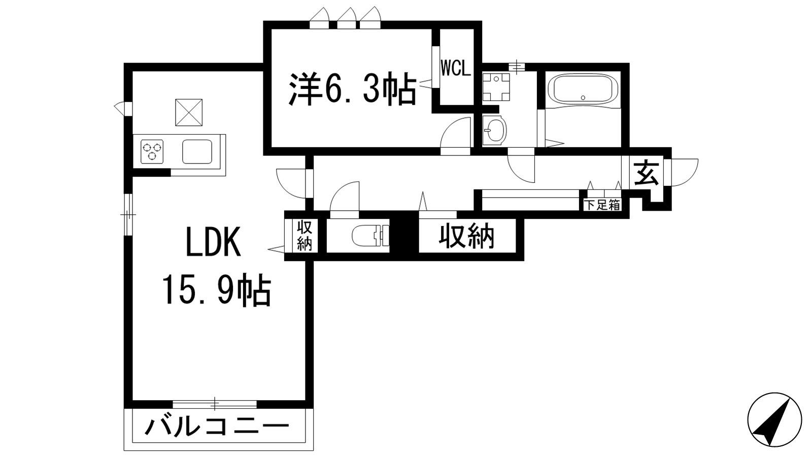 CASA VISTA(1LDK/1階)の間取り写真